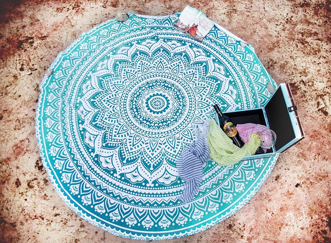 Blanket Mandala Tapestry Hippie Indian Mandala Picnic Table Cover Cotton Round Beach Towel