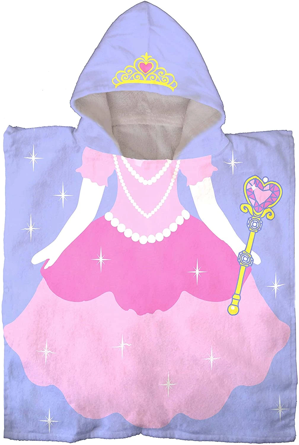 Princess Kids Bath/Pool/Beach Hooded Poncho Towel - Super Soft & Absorbent Cotton Towel, Measures 22 Inch X 22 Inch