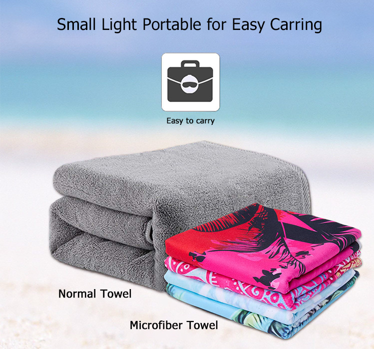 Bulk Monogrammed Printed Microfibra Beach Towels with Zipper Pocket