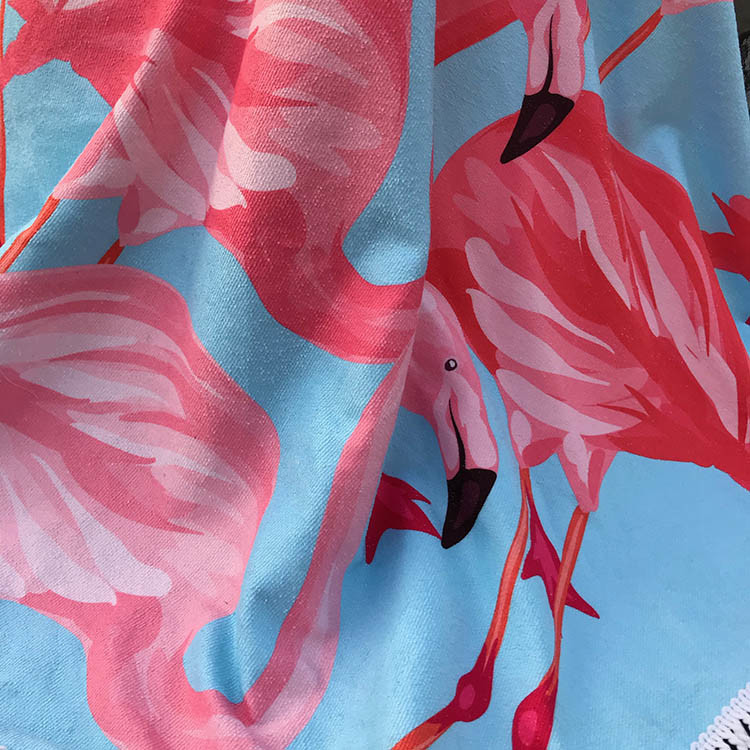 Buti Hot Selling Custom Large Microfiber Flamingo or Mandala Round Beach Towel