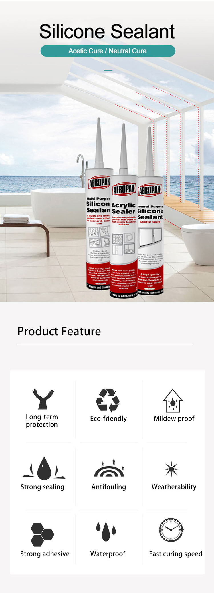 Fast Dry Acrylic Sealant for Bathroom