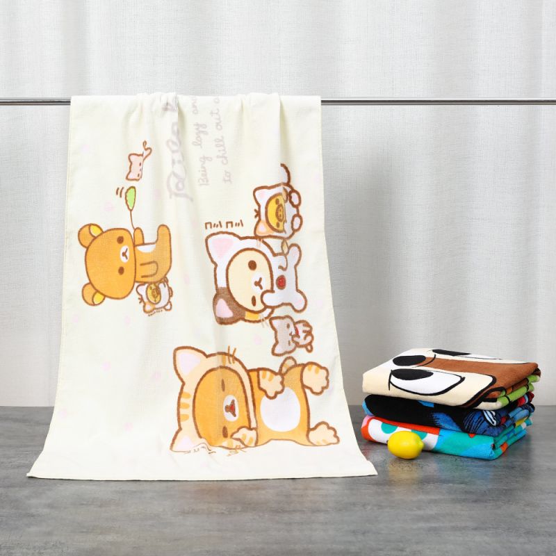 Super Soft Cotton Beach Towel for Kids, 60*120cm, Rilakkuma