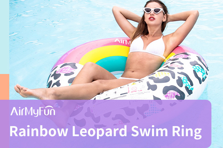 New Design Inflatable Leopard Print Swim Ring