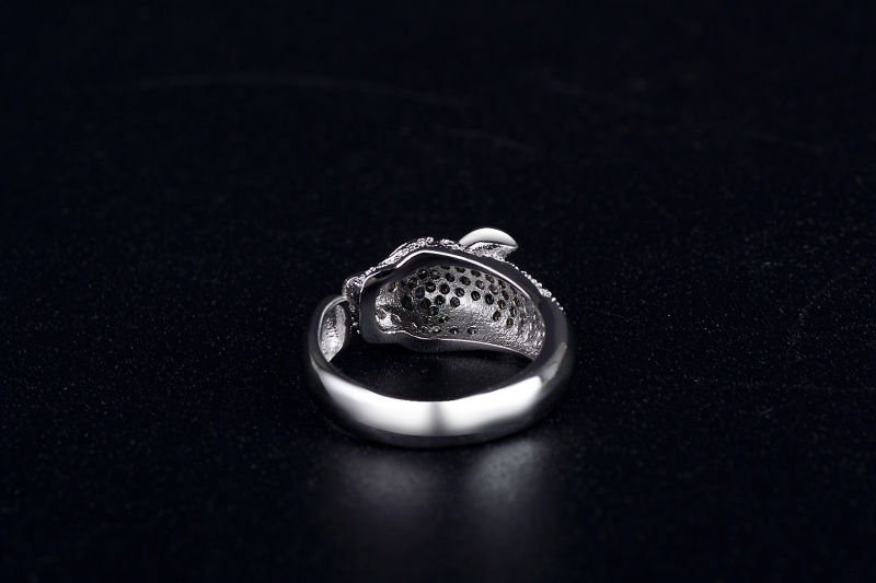 Zircon Platinum-Plated Jewelry Luxurious Unique Leopard-Head Rings
