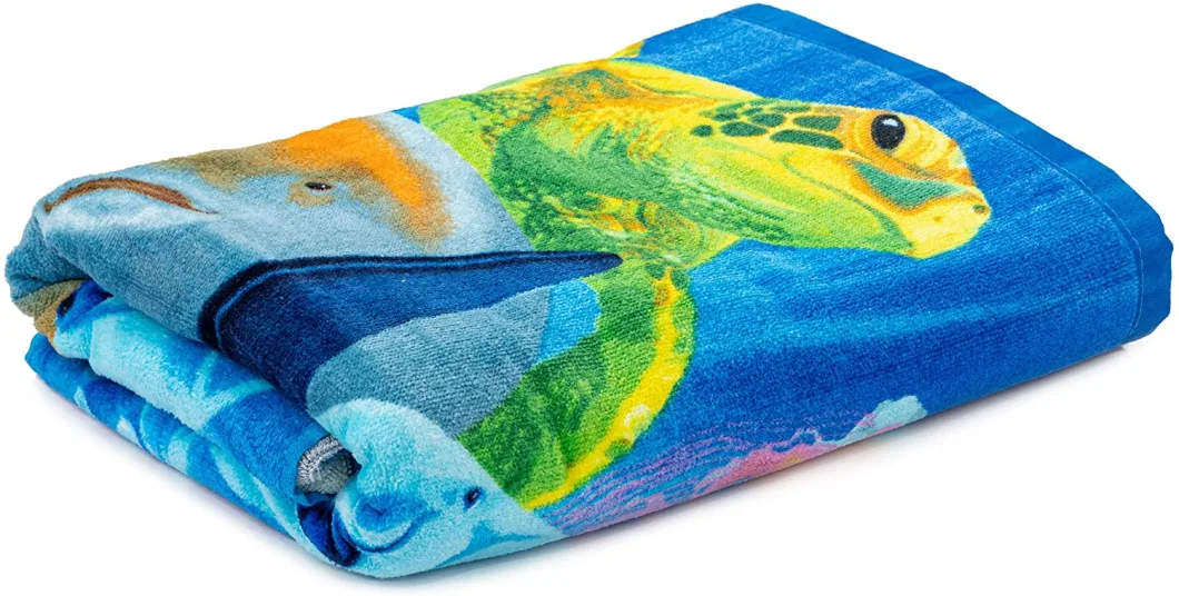 Ocean Animals Dolphin Shark Turtle Whale Selfie Super Soft Plush Cotton Beach Bath Pool Towel
