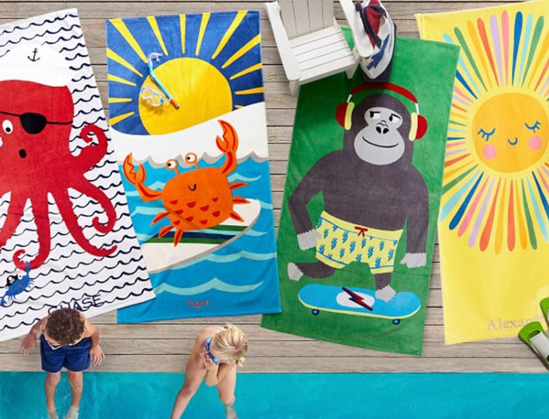 Wholesale Customized Children Microfiber Beach Towel Cartoon Printing Kids Bath Towel