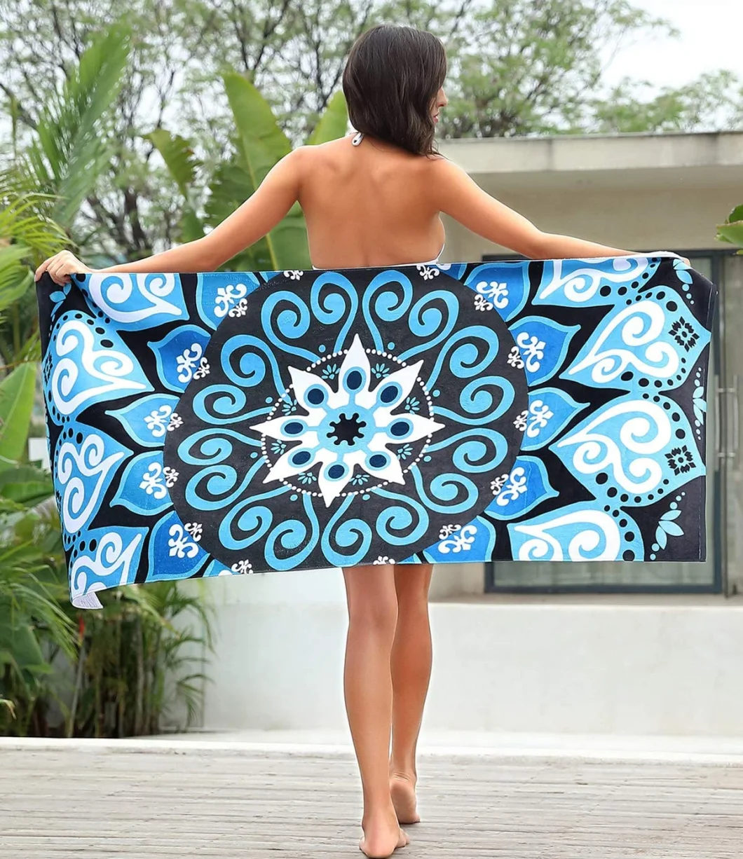 Beach Towel Oversized Beach Blanket for Women Kids Beach Towel Microfiber Towels Large Bath Towels with Mandala Pattern