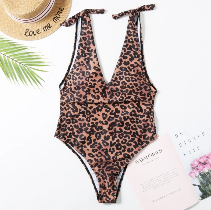 The New One-Piece Swimsuit Is a Graffiti Print Shoulder Strappy Swimsuit Leopard Print Swimsuit Bikini