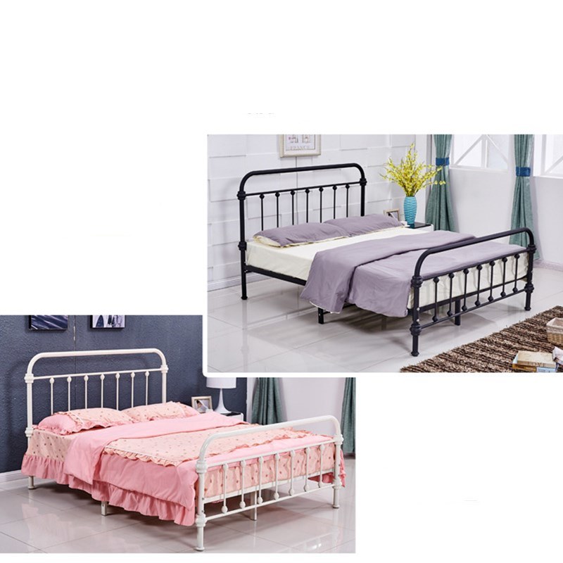 Nordic Simple Wrought Iron Double Bed Household Children Lunch Break Simple Hotel Bed