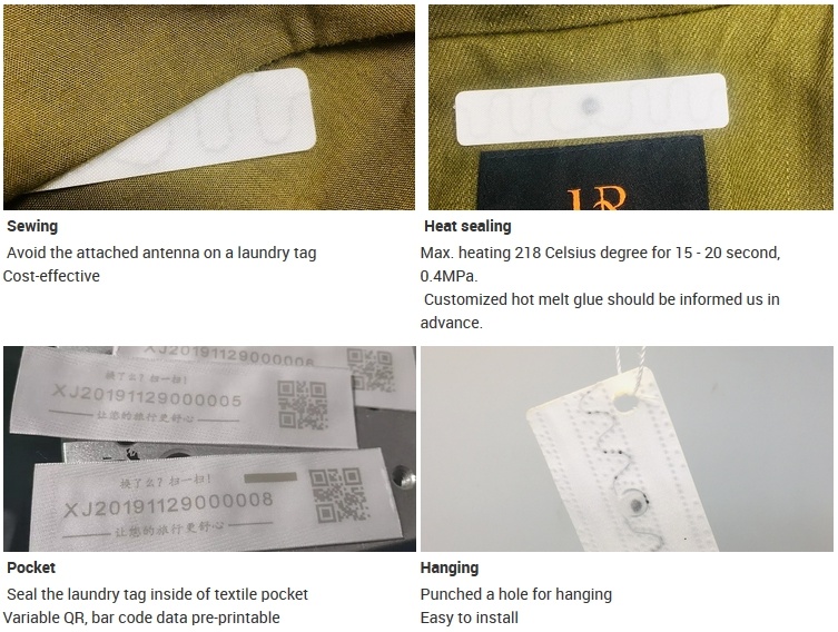 Hotel Towel Industrial Washing 55*12mm Small Size Soft Textile UHF RFID Laundry Tag