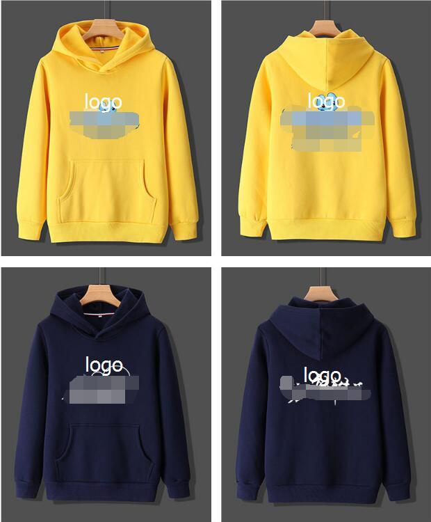 Custom Printing Logo Pure Color Hooded Thick Winter Pullover Fleece Hoodie