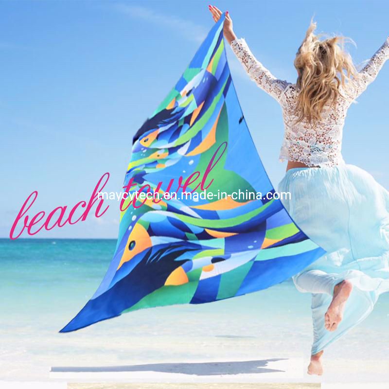Sand Free Beach Towel with Pocket and Hanger, Yoga Towel Large No Slip Towel Mat for Kids