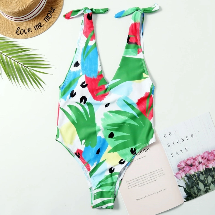 The New One-Piece Swimsuit Is a Graffiti Print Shoulder Strappy Swimsuit Leopard Print Swimsuit Bikini