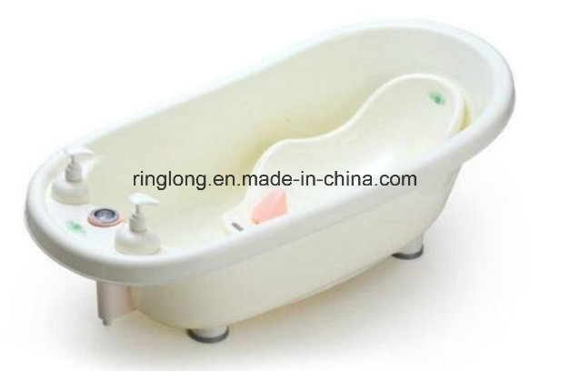 Baby Bathtub with Heat Meter, Plastic Baby Basin Children Washbowl with Bed Bath