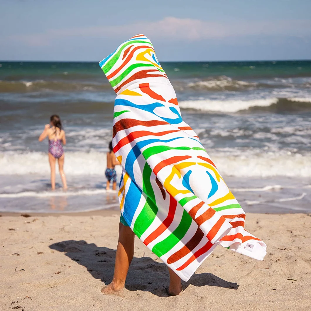 Kids Hooded Beach Towel Bath Towel - Wonderfully Soft 100% Cotton, Super Thick, Absorbent & Magnificently Large, Zebra Pattern Poncho for Toddlers Girls Boys