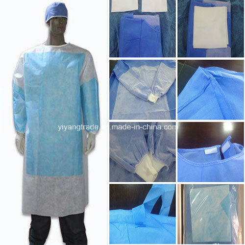 Disposable Sterile Reinforced SMS Nonwoven Surgical Gown with Hand Towel