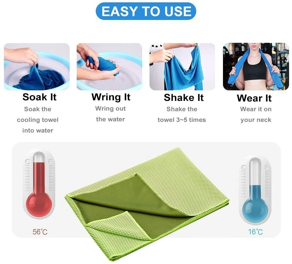 Cooling Towel, Sports Towels, Stay Cool Towel for Sports, Swimming, Women, Yoga, Workout, Athletes, Gym, Neck, Golf, Travel