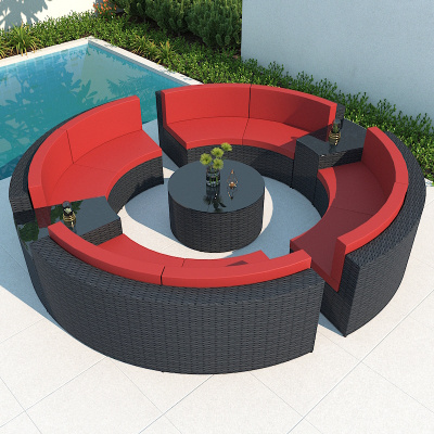 Circular Rattan Sofa Combination Outdoor Circular Garden Courtyard Sofa