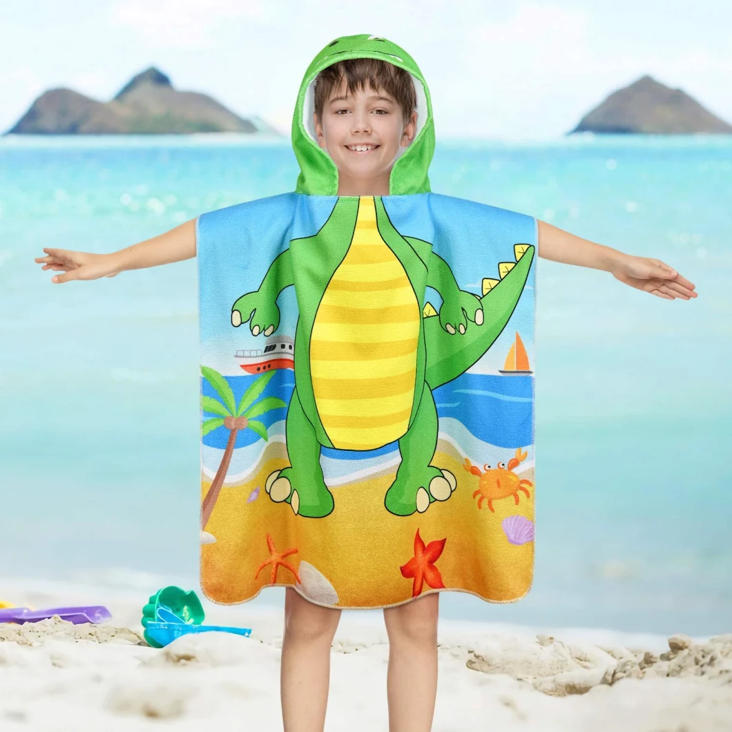 Dinosaur Kids Hooded Bath Towel, Starfish Hooded Toddler Beach Towels for Kids, Super Soft and Absorbent Hooded Towels for Toddlers, Pool, Beach, Bath, Swim