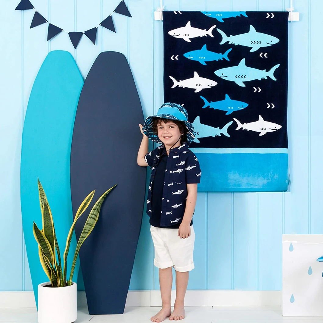 Kids Beach Towels for Boys - Shark Beach Towel - Baby Shark Towel - Kids Beach Towel Perfect for Swimming Pool and Bath for Kids and Toddlers