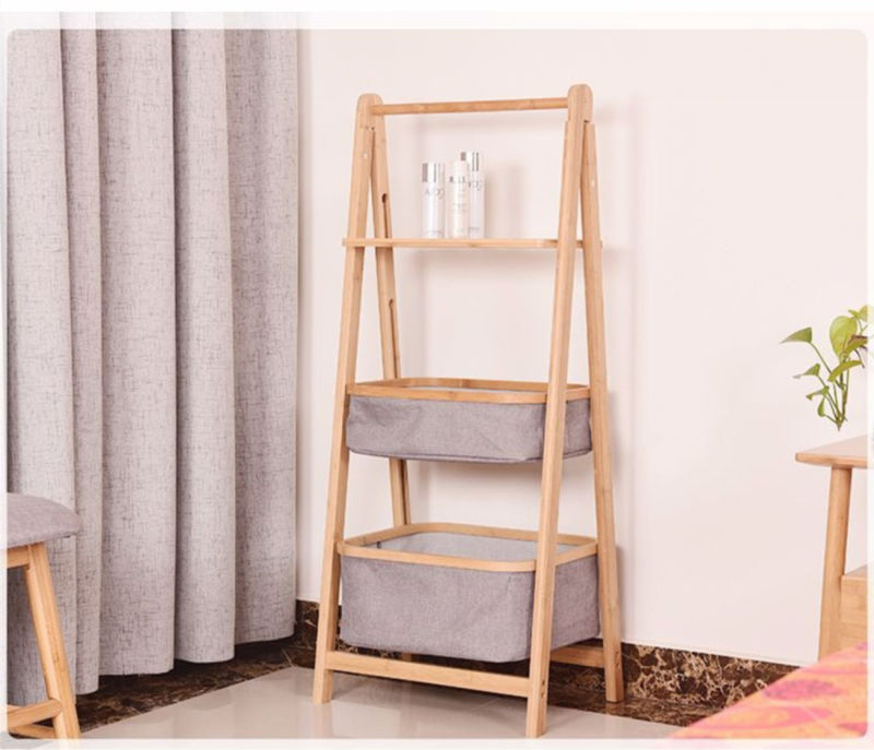 Bedroom Bathroom Bamboo Commodity Storage Shelf 3 Tiers