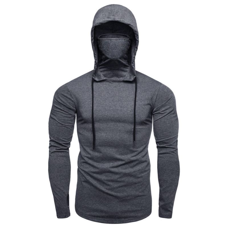 Wholesale Custom Logo Sweatshirt Mens Hoodie with Mask Sports Hooded Shirt Large Male Long Sleeve Mask Hoodies Unisex