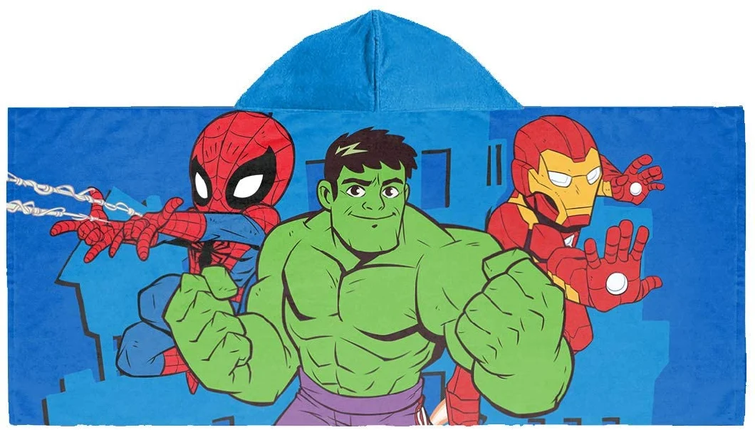 Super Hero Adventures United Kids Bath/Pool/Beach Hooded Towel - Featuring The Avengers - Super Soft & Absorbent Cotton Towel, Measures 22 Inch X 51 Inch