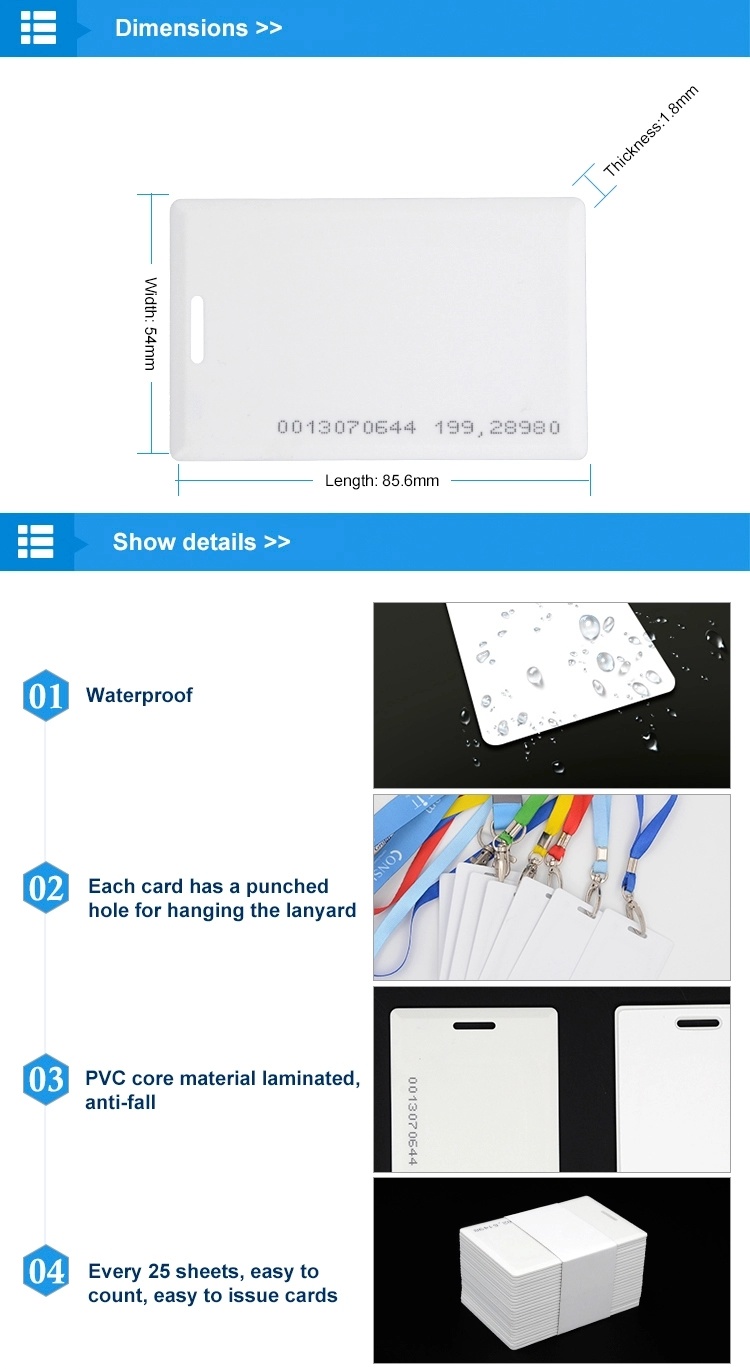 ID Thick Card Wholesale 125kHz RFID Thick Clamshell Smart ID Card