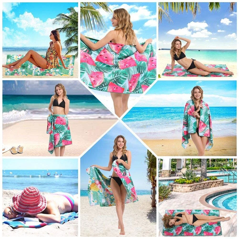 Beach Towel Microfiber Sand Free Pool Towels -Quick Dry Super Absorbent Lightweight Thin Novelty Beach Towels