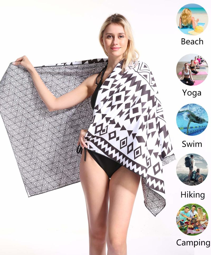 Sand Proof Microfiber Beach Towels &ndash; Quick Fast Dry Beach Towel Oversized Compact Blanket