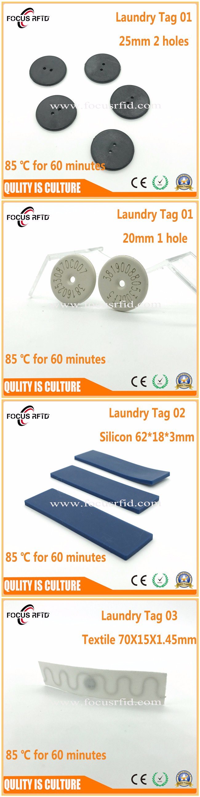 High Temperature Resistant RFID Laundry Tag for Hotel Towel