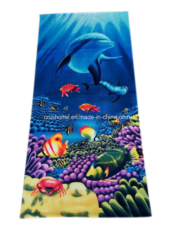 Dolphin Pattern Printed Beach Towel/High Quality Promotional Beach Towel (4705)