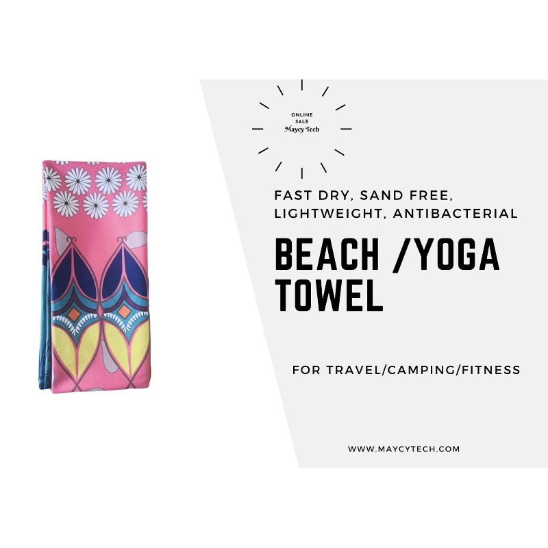 Maycy Large Digital Print Beach Fitness Towel, Butterfly Pattern Oversize Bath Towel