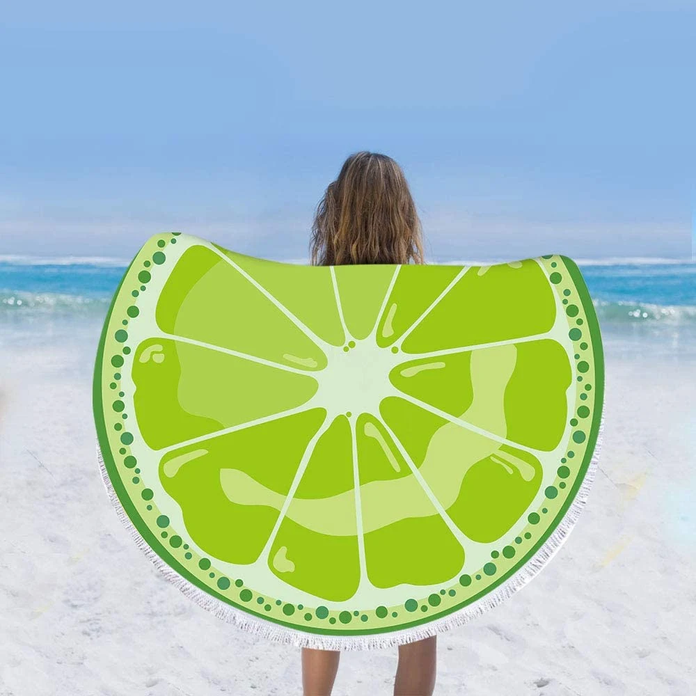 Fashion Round Fruit Printed Beach Towel for Women&Girl, Ultra Soft, Sand Free Towel (59in Extra Large Round Beach Towel Blanket) Use for Bath/Pool/Beach Times
