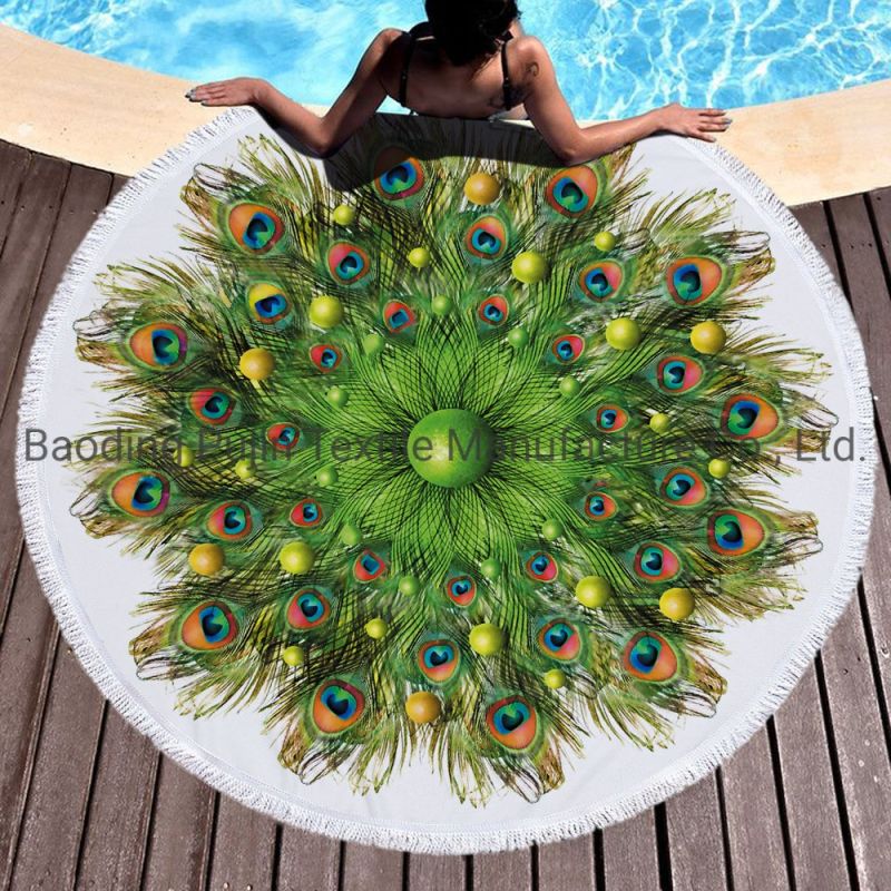 Fruits Print Pattern Round Beach Towel with Tassels