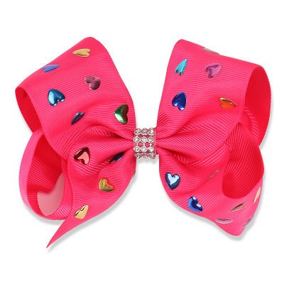 5 Inch Heart Rainbow Color Hair Bows for Girls Child Hair Bows