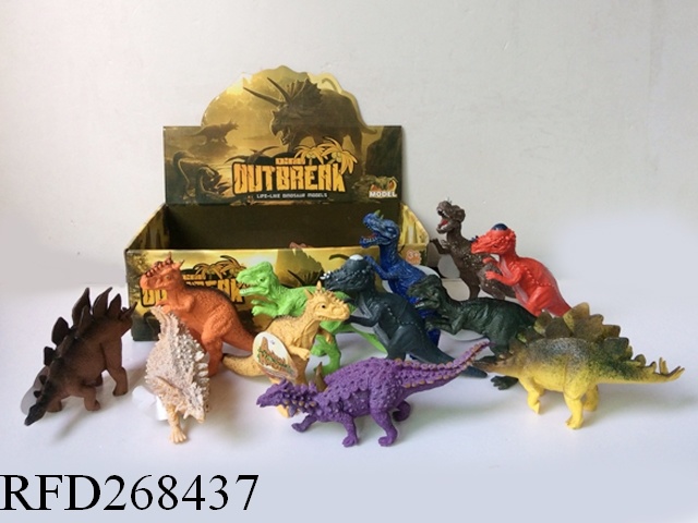 7" Dinosaurs Pack of 12 Large Plastic Assorted Dinosaur Figures