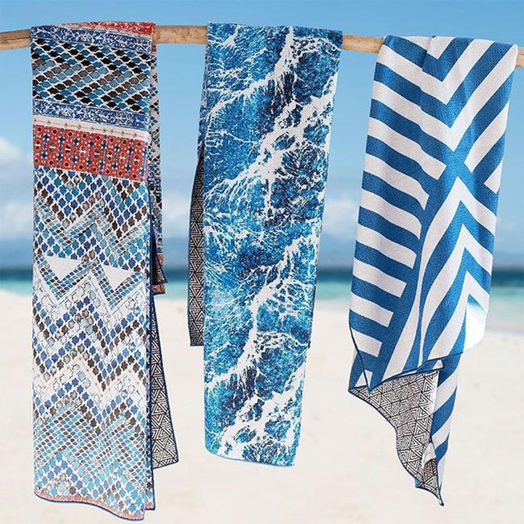Custom Print Sand Free Microfiber Beach Towel Large Printing Quick Dry Beach Towel with Logo