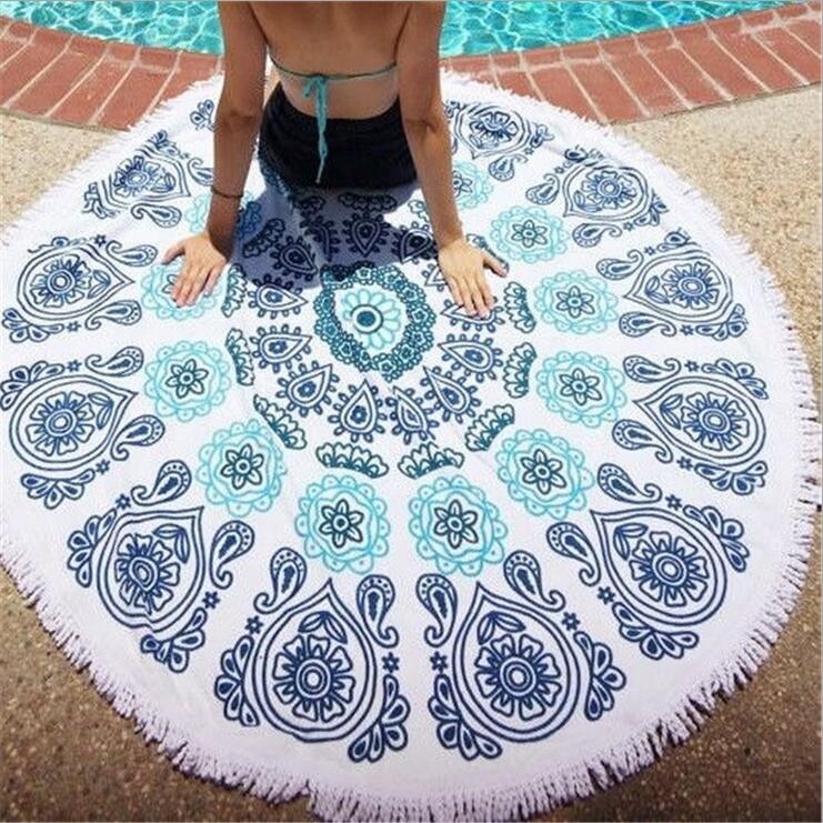 Customized Luxury Quality Round Printed Beach Towel Customised Beach Towel