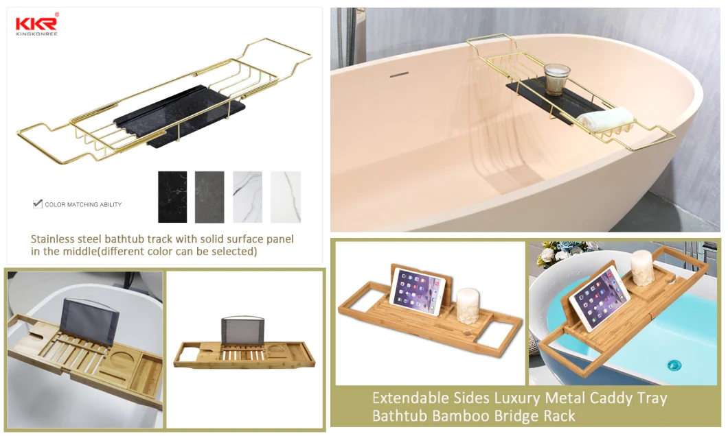 Golden Metal Bathtub Caddy Tray for Shampoo, Soap and Towel