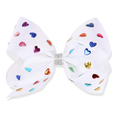 5 Inch Heart Rainbow Color Hair Bows for Girls Child Hair Bows