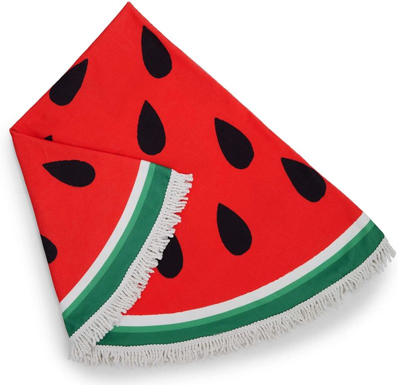 Manufacturer Texpro 2021 New Microfiber Round Beach Towel Watermelon Beach Towel, Round Pareo with Fringe