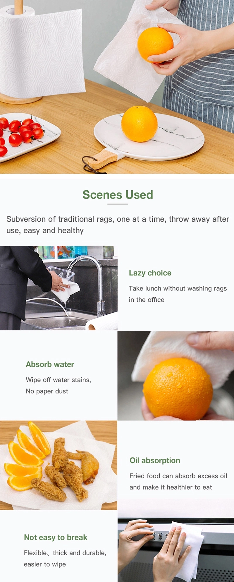 Soft Absorbent Kitchen Towel Paper for Home Cleaning