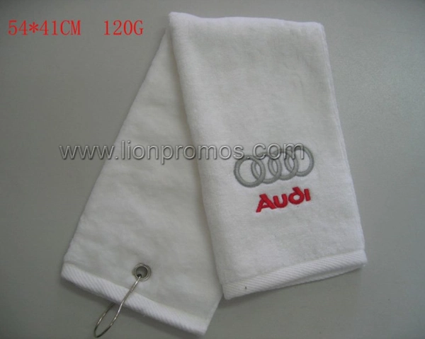 Custom Logo Embroidery Logo Car Telecome Bank Promotion Gift Cotton Golf Towel