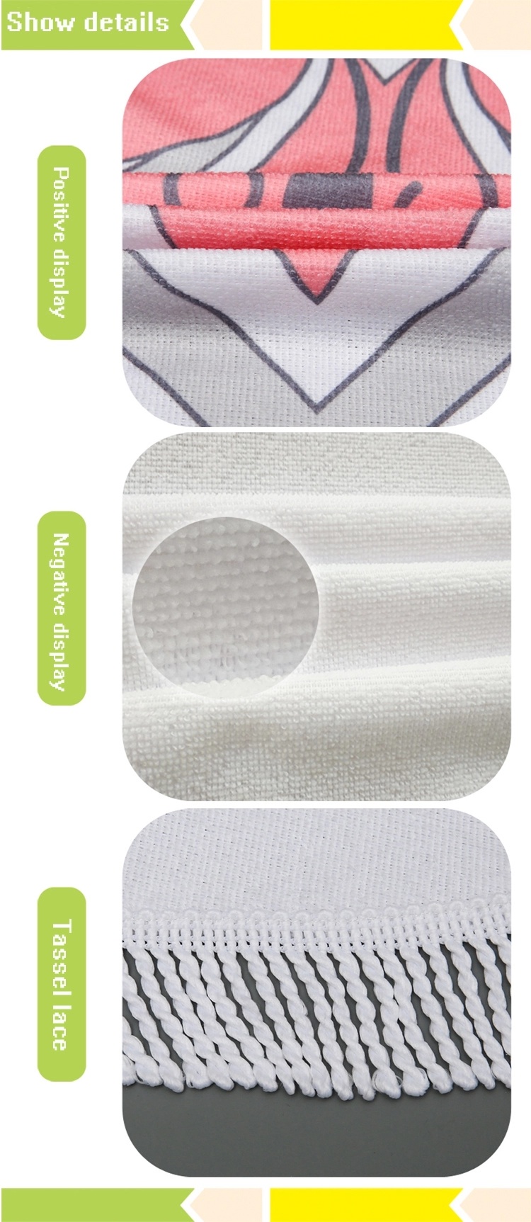 Custom Boho Printed Tassel Fouta Round Mandala Microfiber Beach Towel