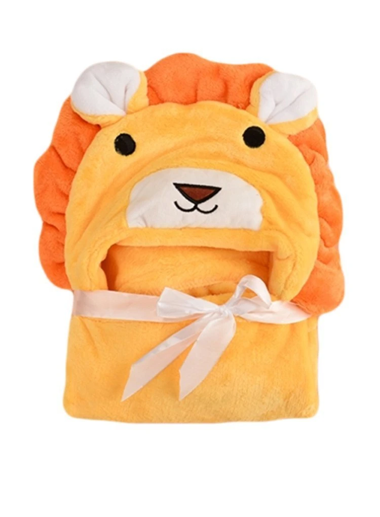 Baby Hooded Bath Towels Animal Bathrobe Fleece Towel Blanket (Lion)