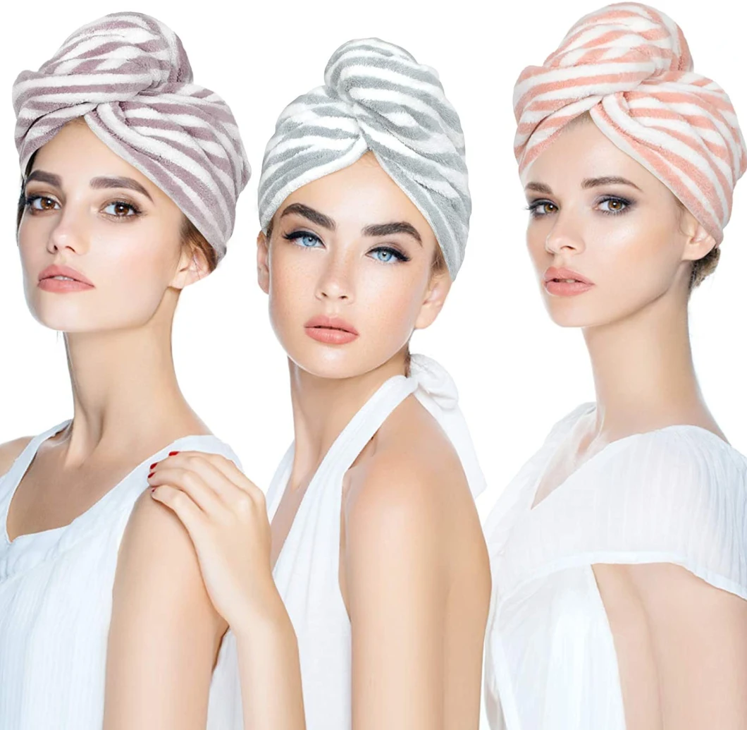 Microfiber Hair Towel Wrap Turban for Women, Super Absorbent Quick Dry Bath Shower Dry Head Turban with Buttons, Dry Hair Hat, Bath Hair Cap, Fast Drying