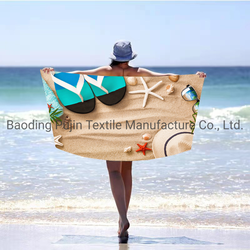 Printed Recycled Beach Towels Microfiber Sand Free Waffle Beach Towels