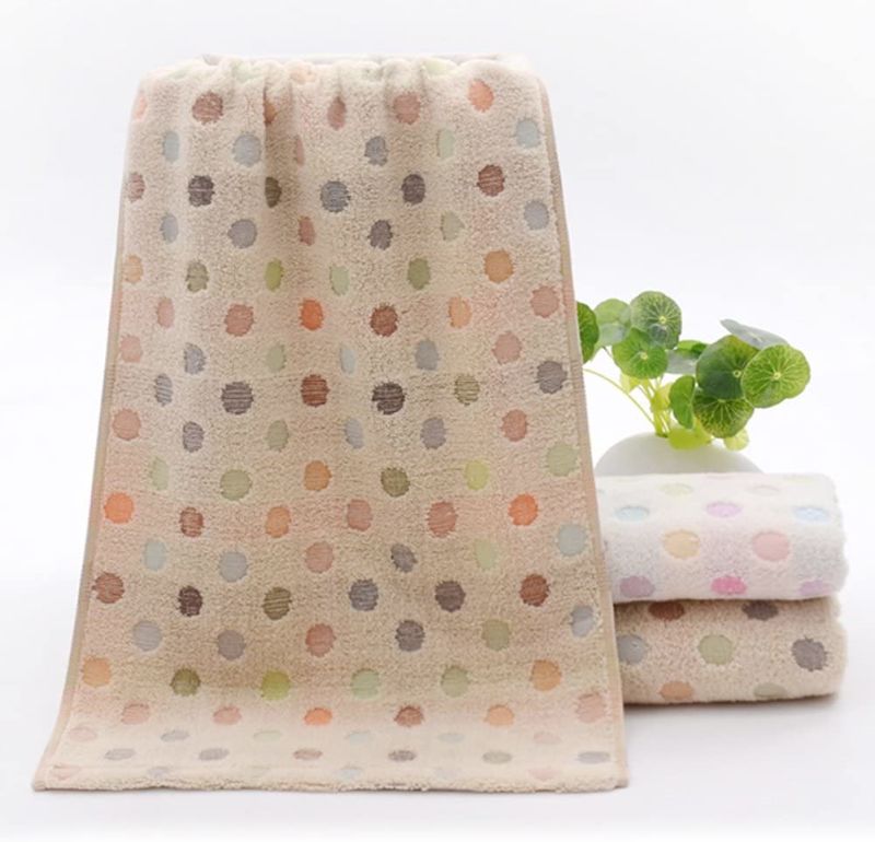 100% Cotton Hand Towels Polka DOT Pattern Super Soft Highly Absorbent Towel for Bathroom (Brown)