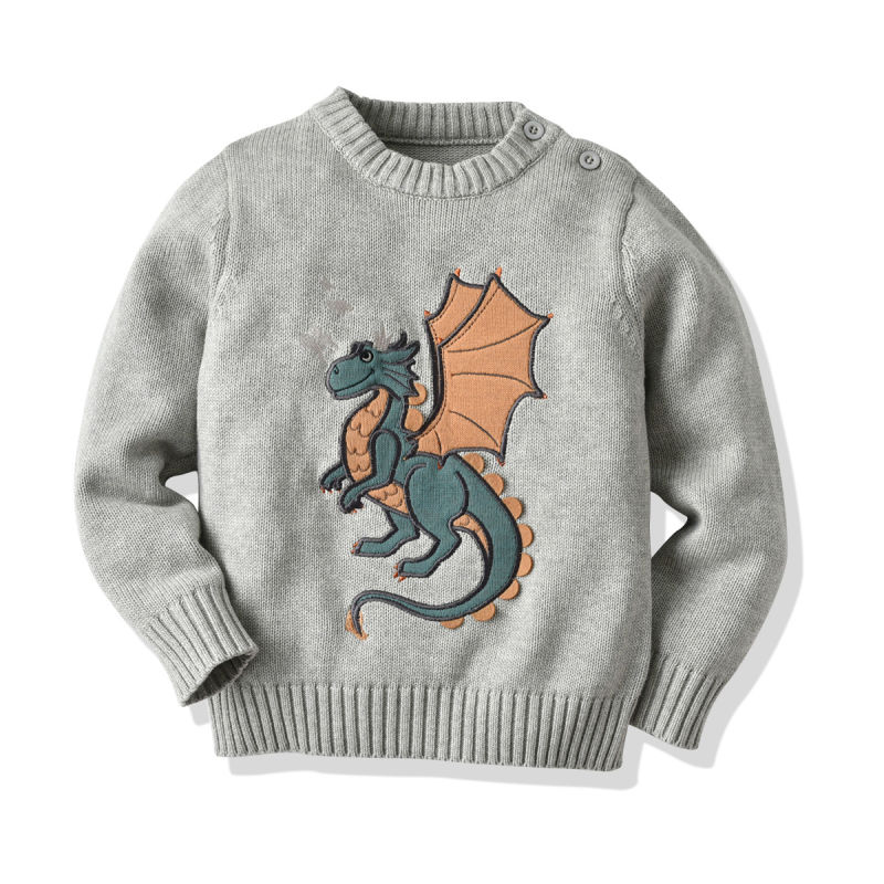 Boy Dinosaur Series Dinosaur Pattern Pullover Cotton Sweater